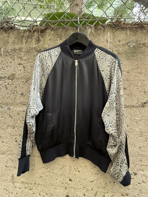ENFANTS RICHES DEPRIMES ERD SS2020 L Black Grey Silk Zip Up Jacket