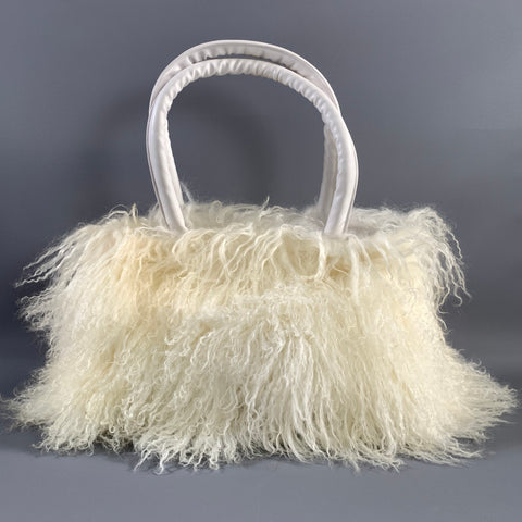 NO BRAND Cream White Mongolian Lamb Bag