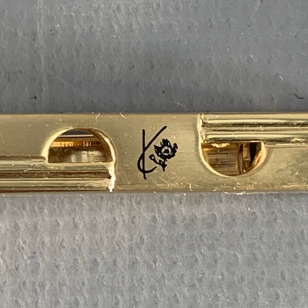 KENZO Gold Engraved Monogram Metal Cuff Links
