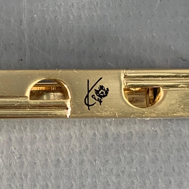 KENZO Gold Engraved Monogram Metal Cuff Links