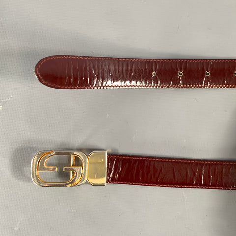 GUCCI Navy Burgundy Leather Belt