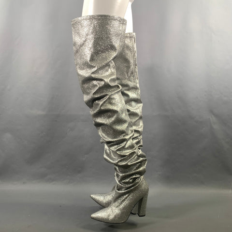 MARCELL VON BERLIN Size 11 Silver Metallic Pull On Boots