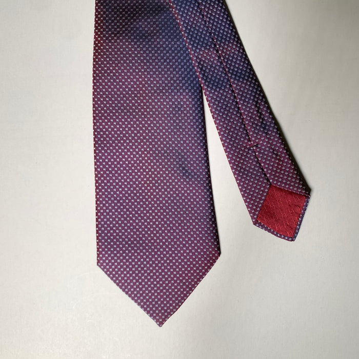 HERMES Purple Navy Cream Logo Silk Tie