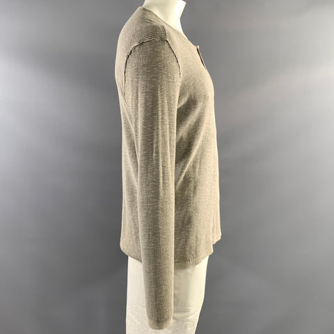 JOHN VARVATOS Size L Grey Ribbed Cotton Textured Pullover