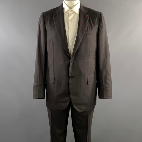 ISAIA Chest Size 48 Navy Dark Grey Wool Notch Lapel 40 37 Suit