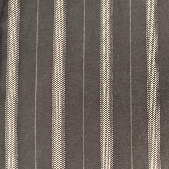 DOLCE & GABBANA Size S Black Grey Stripe Cotton Curved Cutaway Long Sleeve Shirt