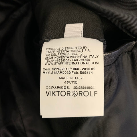 VIKTOR & ROLF Chest Size 38 Size S Black Knit Leather Bomber Jacket