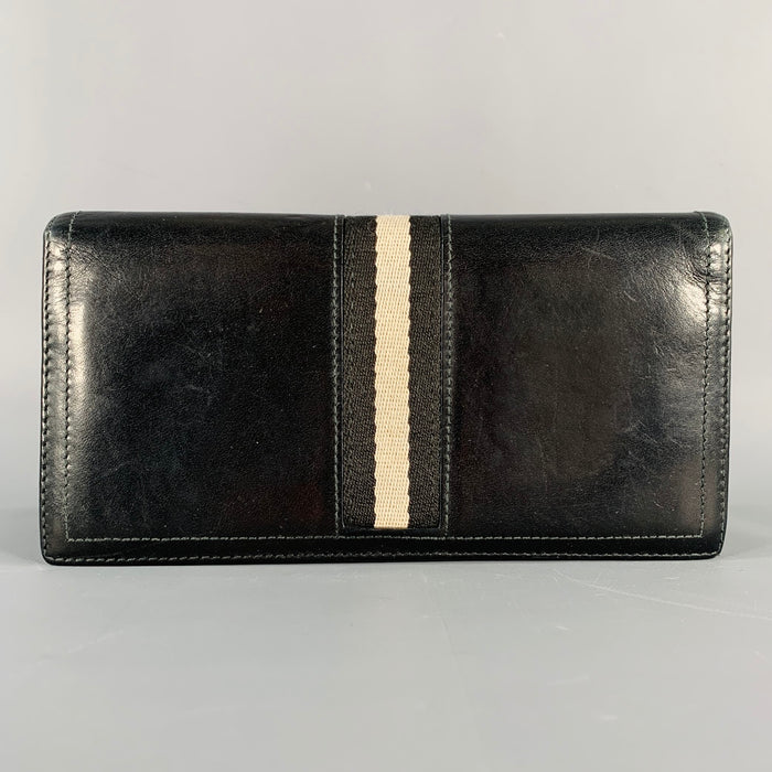 BALLY Black Grey Stripe Leather Wallet