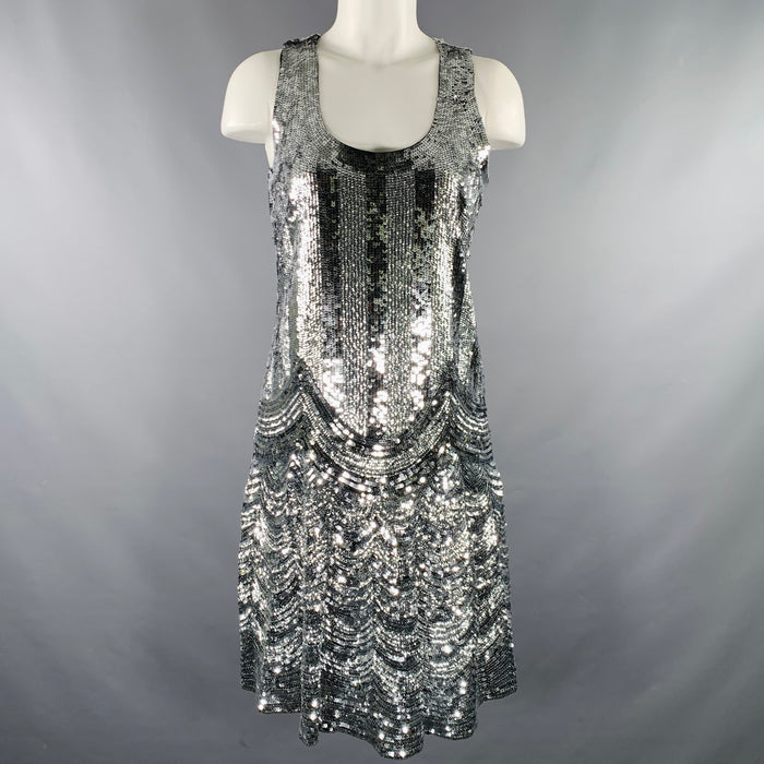 MICHAEL by MICHAEL KORS Size 2 Silver Polyester Sequined Flapper Dress