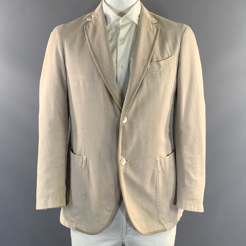 BAGLIOLI Size 42 Tan Cream Cotton Notch Lapel Jacket