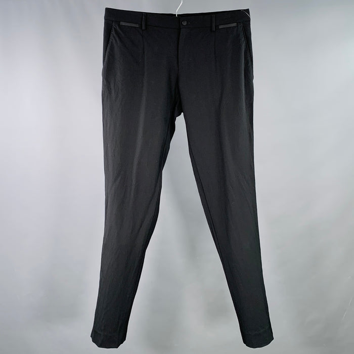DOLCE & GABBANA Size 34 Black Twill Wool Silk Zip Fly Dress Pants