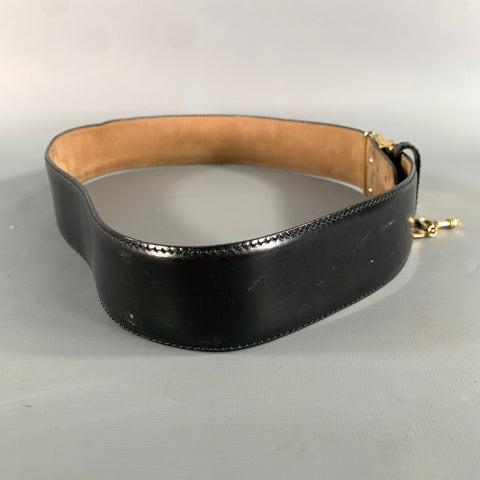 MOSCHINO Waist Size 44 Black Leather Belt
