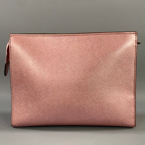 HENRI BENDEL Pink Metallic Leather Clutch