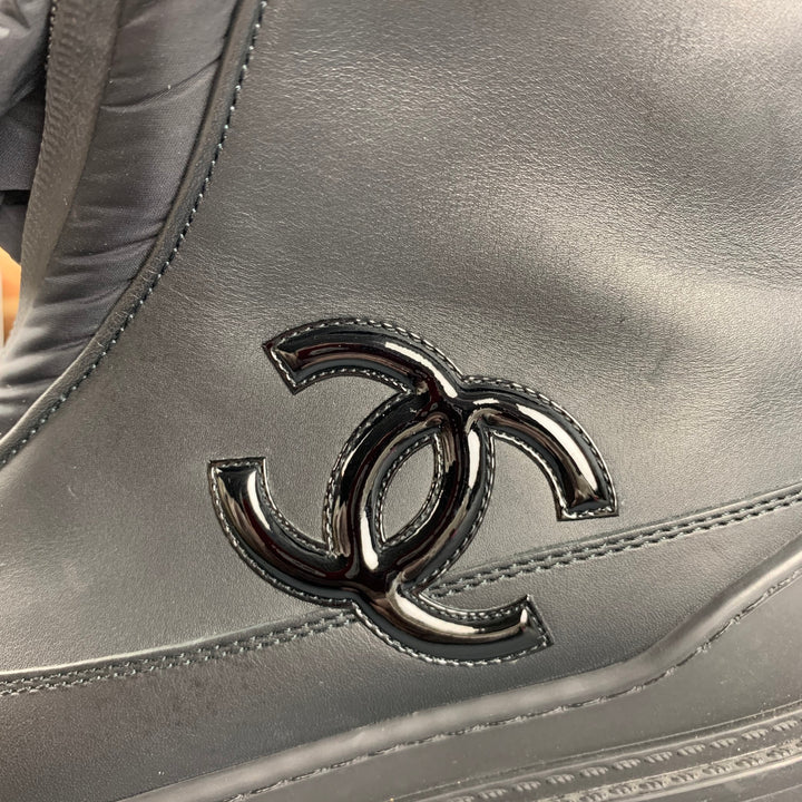 CHANEL Size 11 Black Nylon Quilted Boots