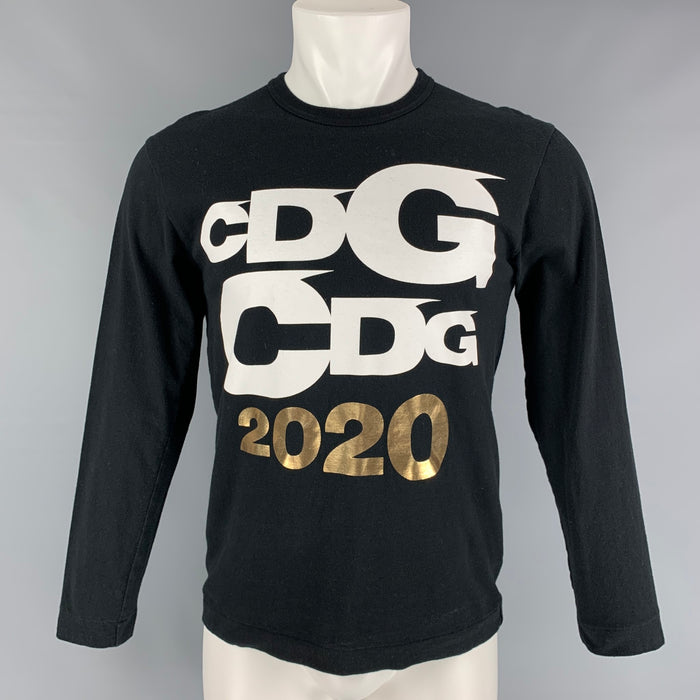 COMME des GARCONS Size M Black Gold Cotton Long Sleeve T-shirt