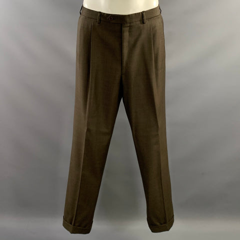 BRIONI Chest Size 46 Brown Wool Notch Lapel 39 30 Suit