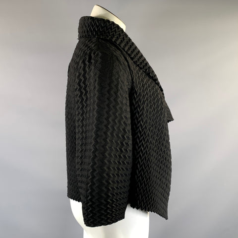 VANITE COUTURE Size M Black Polyester Spandex Pleated Cardigan
