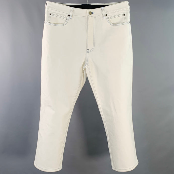 CALVIN KLEIN 205W39NYC x ANDY WARHOL Size 34 White Contrast Stitch Cotton Casual Pants