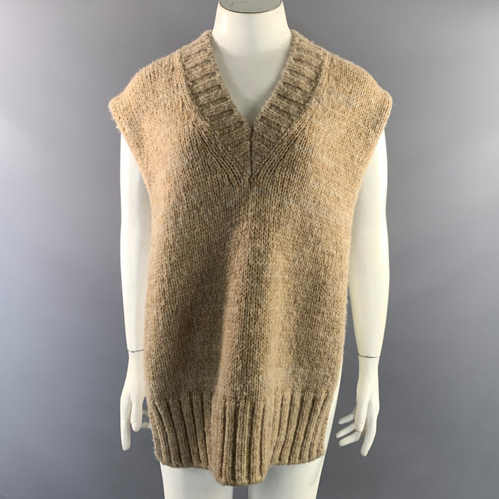MAISON MARGIELA Size L Khaki Alpaca Blend Knitted Oversized Vest
