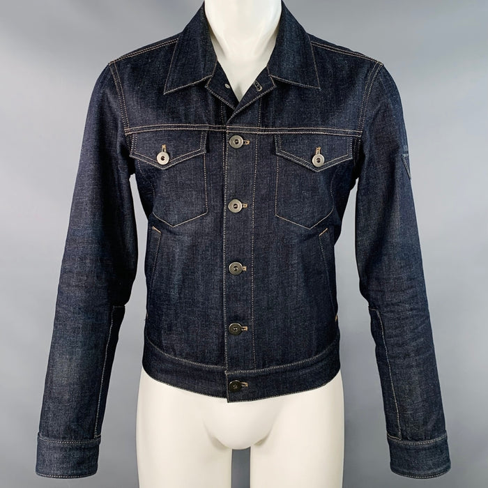 PRADA Size M Blue Indigo Cotton Denim Button Up Trucker Jacket