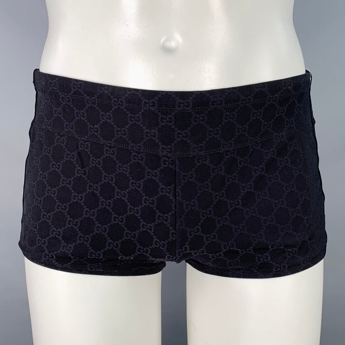 GUCCI Size S Guccissima Black Monogram Logo Polyamide Blend Drawstring Speedo