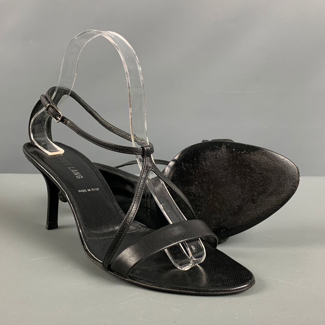 HELMUT LANG Size 8.5 Black Leather Sandals