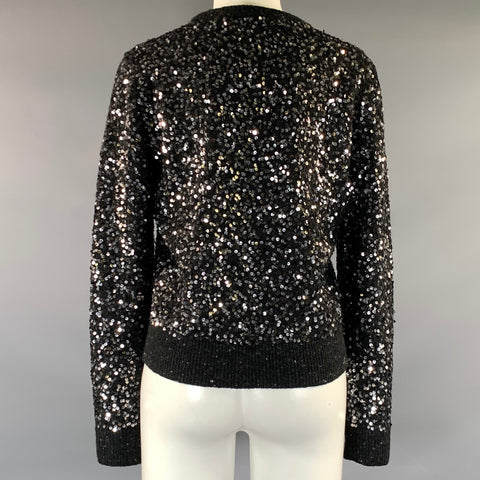 MICHAEL KORS COLLECTION Size L Black Silver Wool Cashmere Sweater