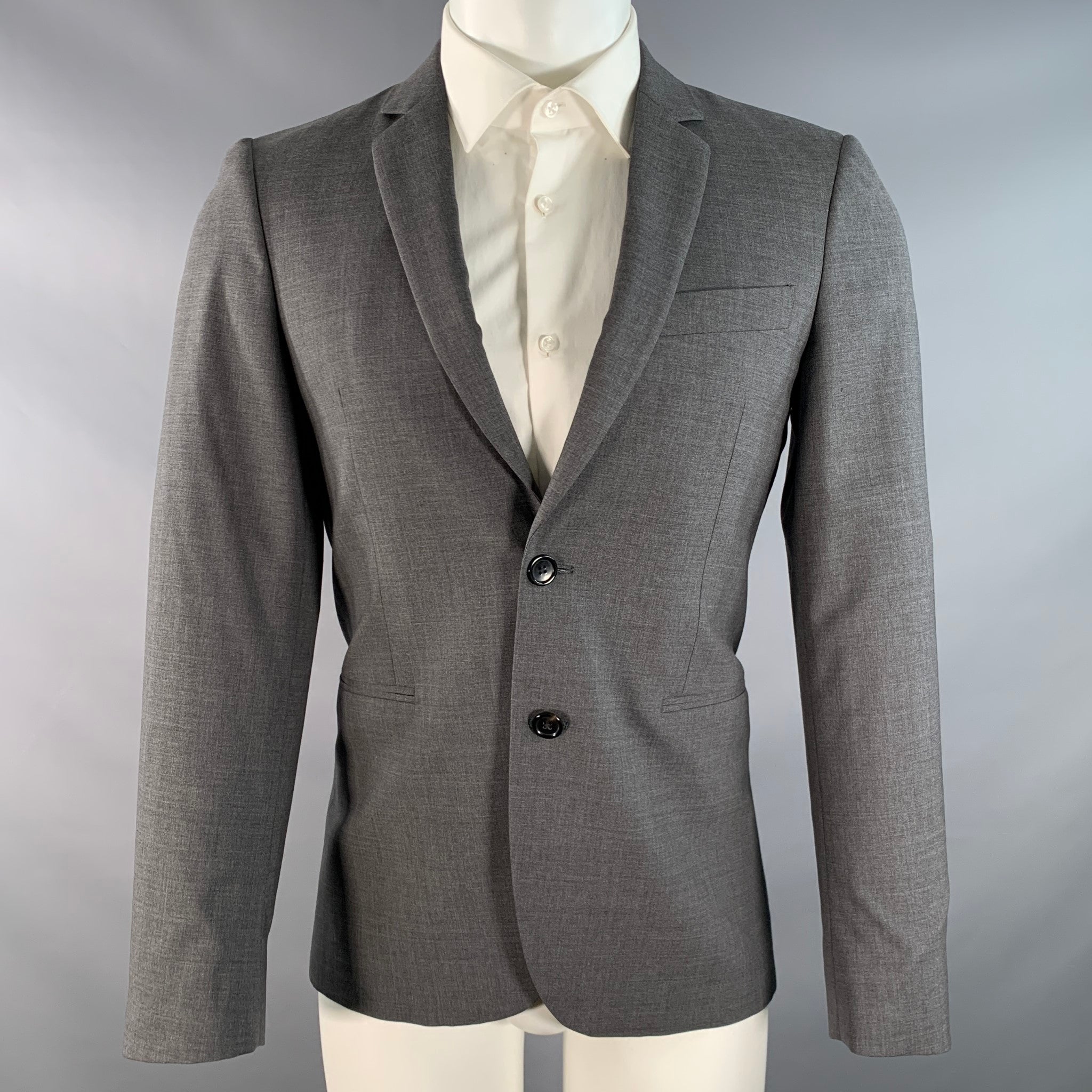 PAUL SMITH Size 36 Grey Wool Elastane Single breasted Jacket – Sui