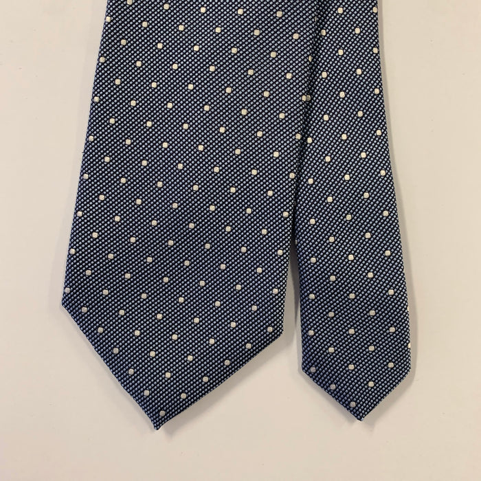 ERMENEGILDO ZEGNA Blue Silver Dots Silk Tie