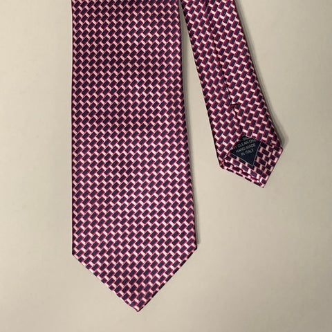 BRIONI Pink Fuchsia Rectangles Silk Tie