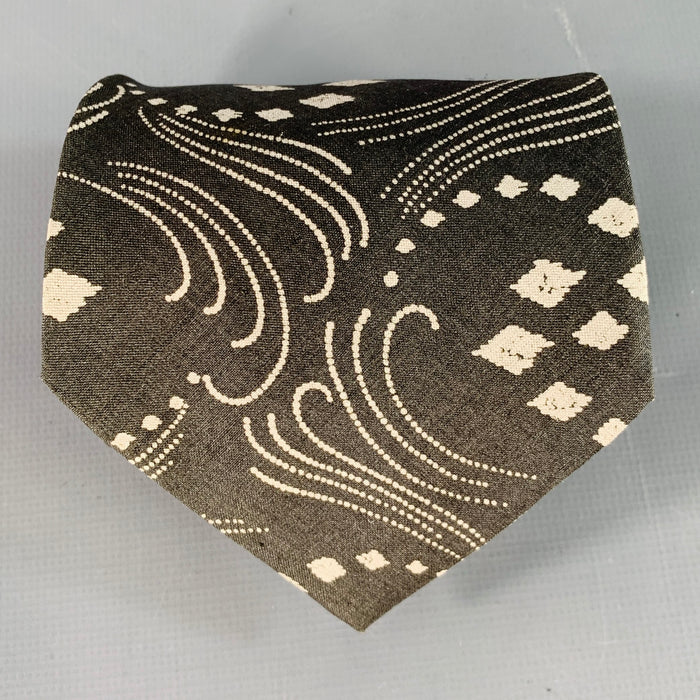 GIORGIO ARMANI Vintage Grey Cream Abstract Silk Tie