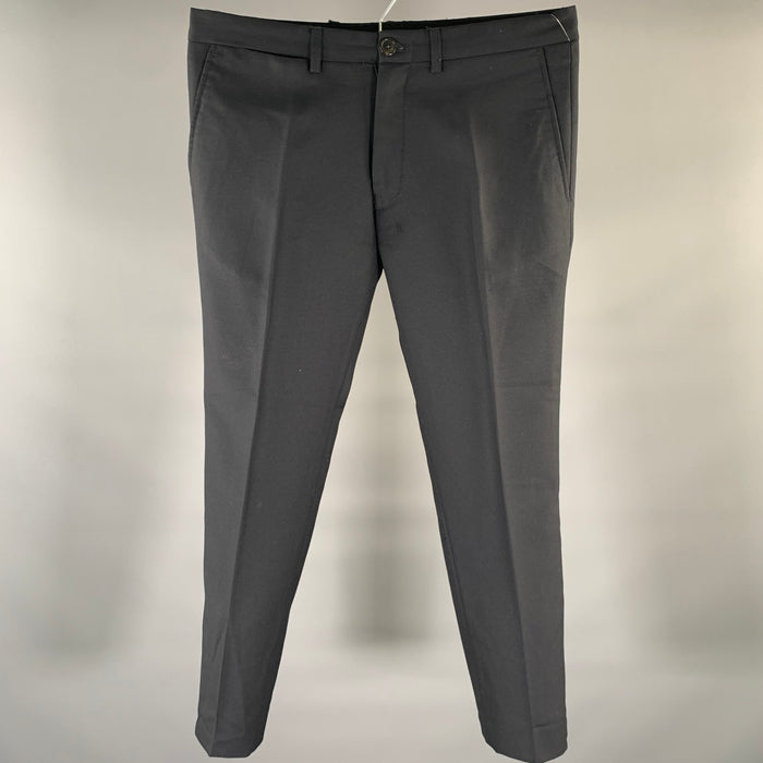 DRIES VAN NOTEN Size 32 Navy Wool Flat Front Dress Pants