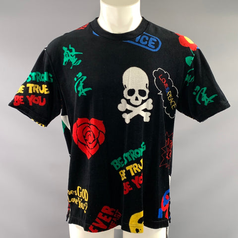 MASTERMIND JAPAN Size M Black Multi Color Graphic Cotton Polyester T Shirt