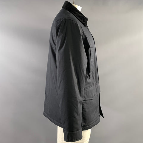 JW ANDERSON Size L Navy Cotton & Nylon Zip Up Coat
