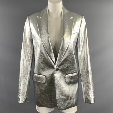 A.L.C. Size 6 Silver Viscose Blend Metallic Jacket Blazer