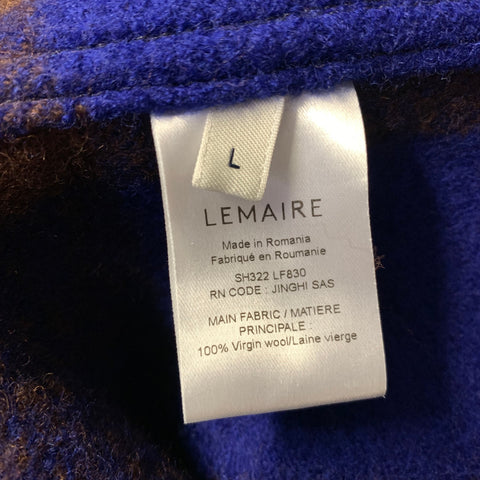 LEMAIRE AW2022 Size L Blue Brown Plaid Wool Button Up Jacket