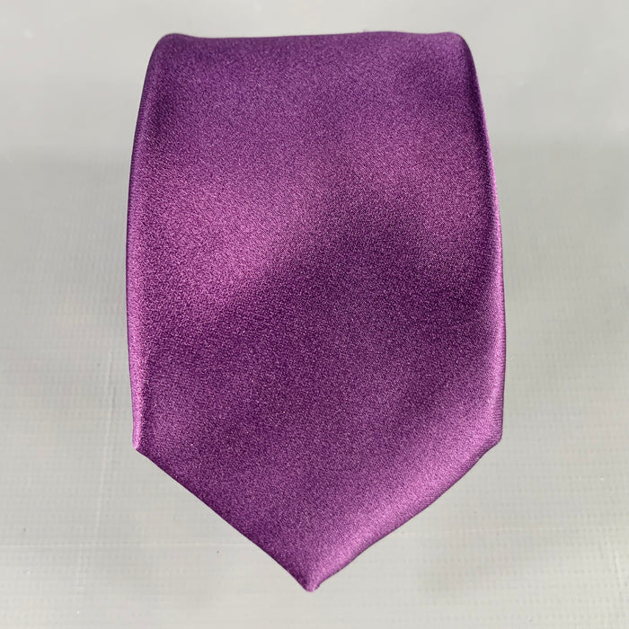 ERMENEGILDO ZEGNA Purple Silk Satin Tie