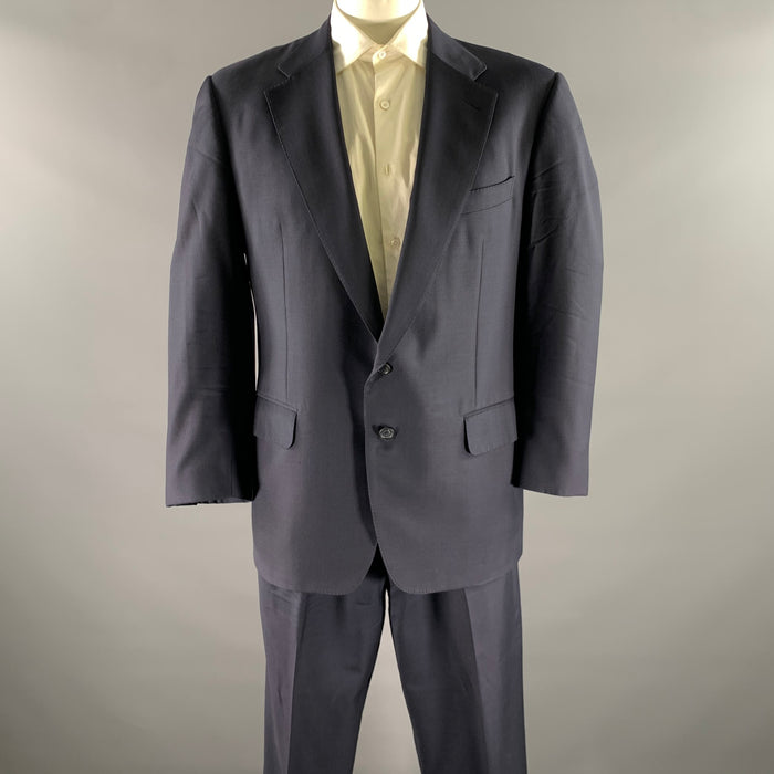 ERMENEGILDO ZEGNA Size 44 Navy Black Glen Check Wool Notch Lapel Suit