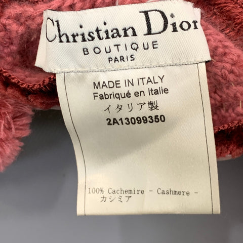 CHRISTIAN DIOR Size 4 Pink Cashmere Contrast Trim Turtleneck Cardigan Set