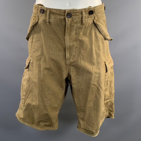 VISVIM Size XL Khaki Cotton Cargo Pockets Shorts