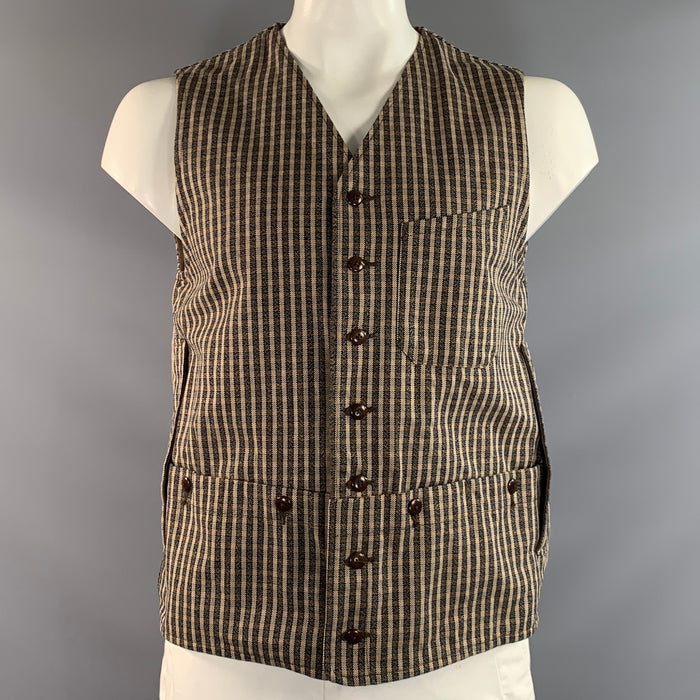 KAPITAL Size L Brown Light brown Gingham Cotton Chore Vest Indoor