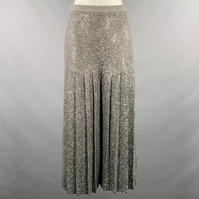MICHAEL KORS COLLECTION Size 2 Grey Silk Sequined Pleated Dress Pants