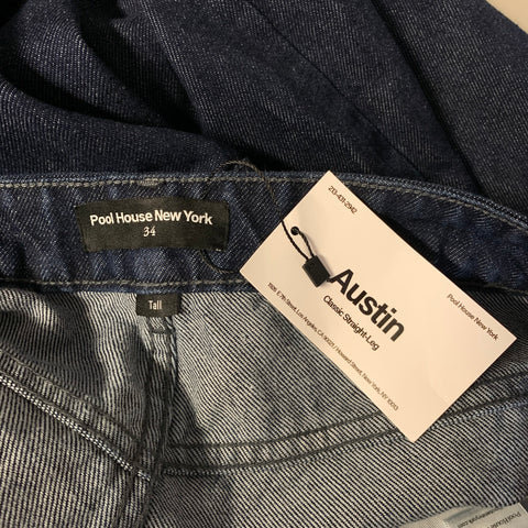 POOL HOUSE NEW YORK Size 34 Navy Cotton Straight leg Jeans