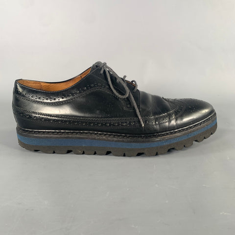 BARNEY'S NEW YORK Size 10 Black Brogues Leather Wingtip Lace Up Shoes