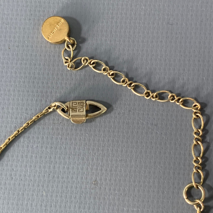 GIVENCHY Vintage Gold Chain Link Rhinestones Pendant Necklace