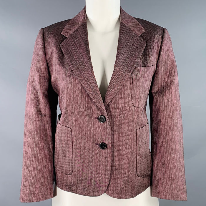 DRIES VAN NOTEN Size 8 Purple Grey Cotton Blend Stripe Jacket Blazer