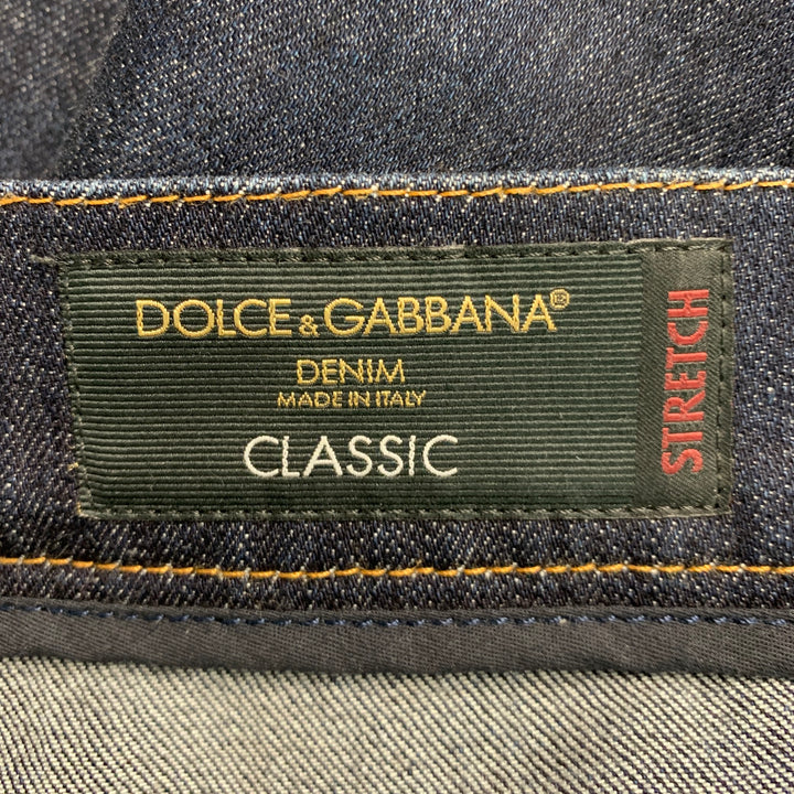 DOLCE & GABBANA Size 36 Indigo Contrast Stitch Cotton Blend Low Rise Jeans