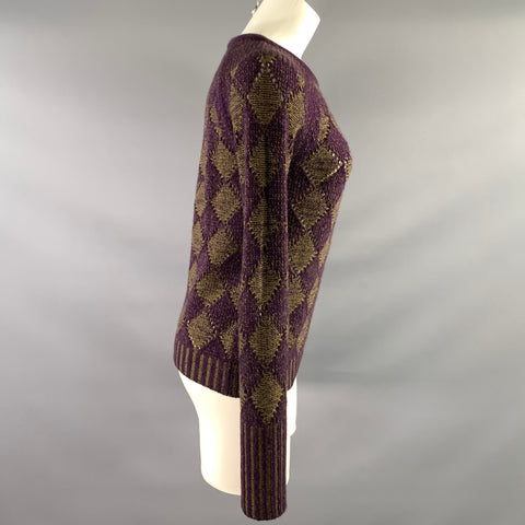 SISTER Size S Purple Olive Cashmere Diamond Pull On Sweater