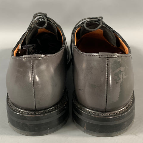 CHURCH'S Size 8 Grey Applique Leather Lace Up Lace Up Shoes