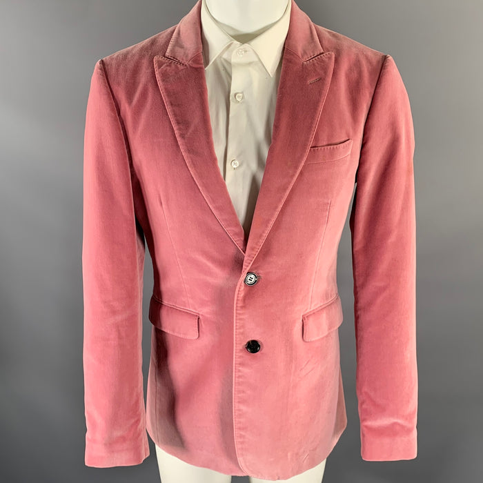 BURBERRY Size 40 Pink Velvet Cotton Peak Lapel Sport Coat